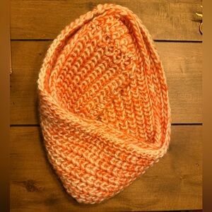 Orange and White Knitted Infinity Scarf